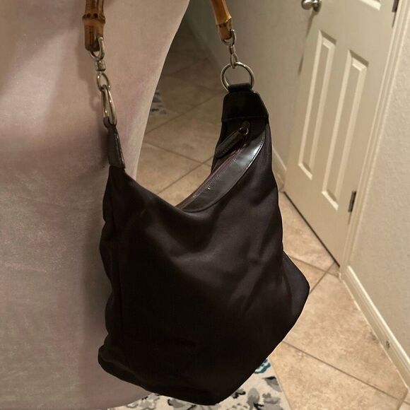 Gucci Leather Shoulder Bag With Bamboo Strap Brown Iconic Y2K Tropical Luxury - Picture 4 of 14